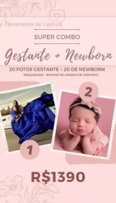 Combo fotografia de gestante + newborn